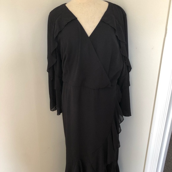 Boohoo Tiered Ruffle Chiffon Hi Lo Maxi Dress - Picture 2 of 2